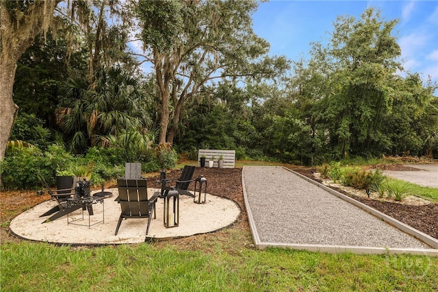 122 N St, Savannah, GA 31410 - view of patio featuring an outdoor fire pit