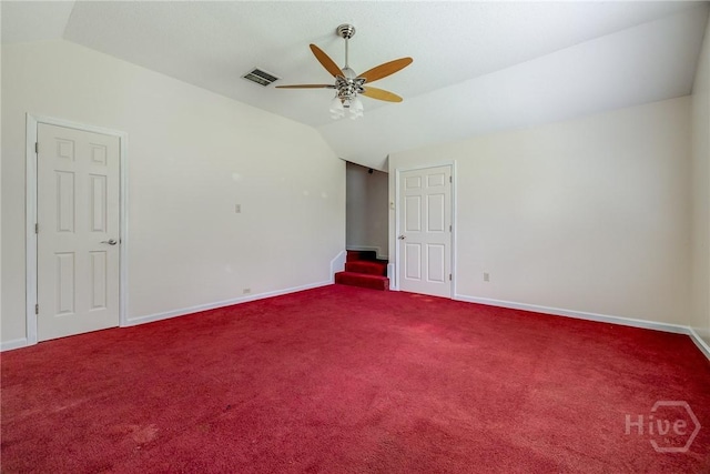 1 Shipyard Ln, Savannah, GA 31406 - unfurnished room featuring vaulted ceiling, a ceiling fan, carpet flooring, and baseboards