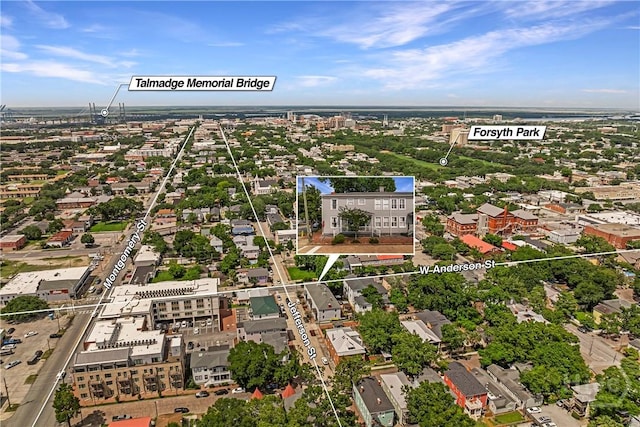 1402 Jefferson St, Savannah, GA 31401 - aerial overview of property's location with property parcel outlined