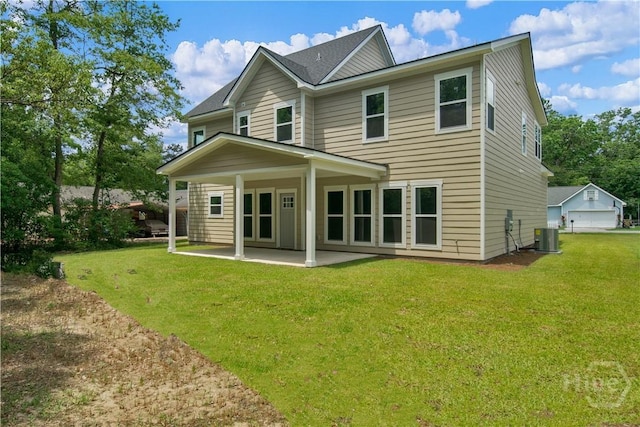 220 N Skinner Ave, Pooler, GA 31322 - back of house featuring central air condition unit, a patio area, and a yard