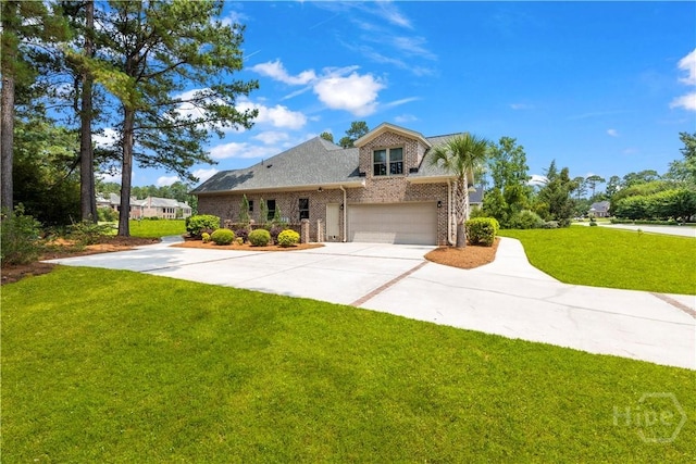 760 Southbridge Blvd, Savannah, GA 31405 - view of front of house with brick siding, concrete driveway, a front yard, and a garage