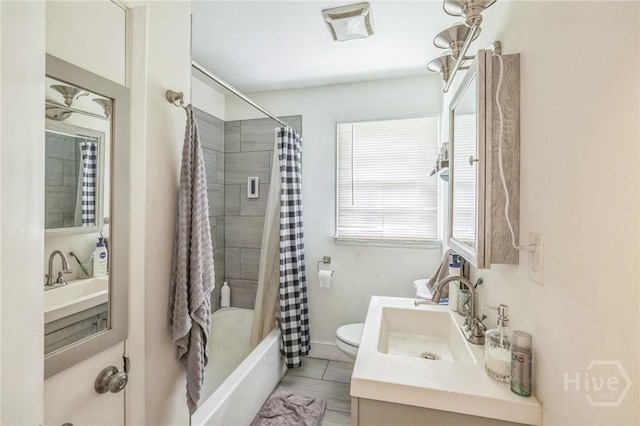 325 Bunting Dr, Savannah, GA 31404 - bathroom featuring shower / tub combo, toilet, vanity, and tile patterned flooring