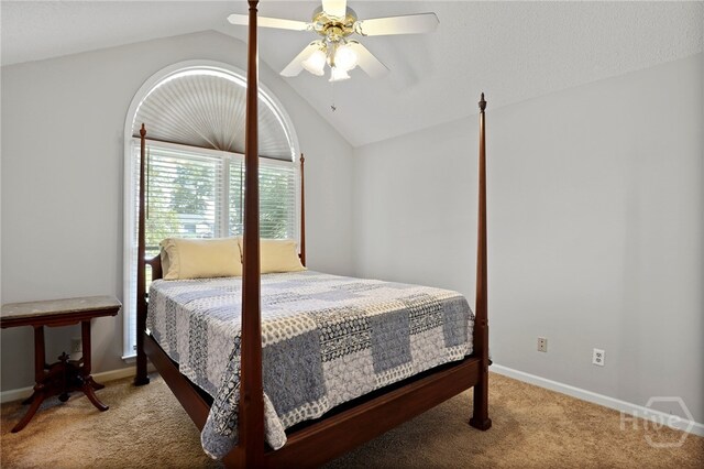 550 Strathy Hall Dr, Richmond Hill, GA 31324 - bedroom with carpet floors, vaulted ceiling, and a ceiling fan