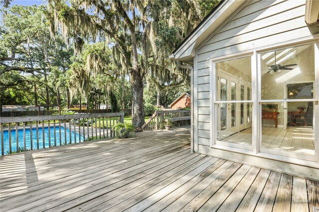 550 Strathy Hall Dr, Richmond Hill, GA 31324 - wooden terrace featuring a fenced backyard and view of wooded area