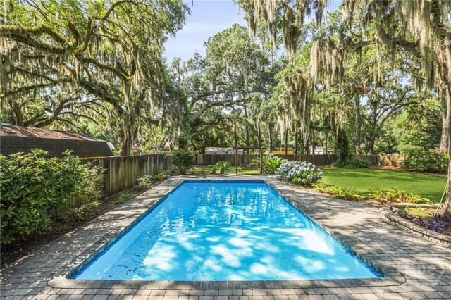 550 Strathy Hall Dr, Richmond Hill, GA 31324 - view of swimming pool with view of wooded area