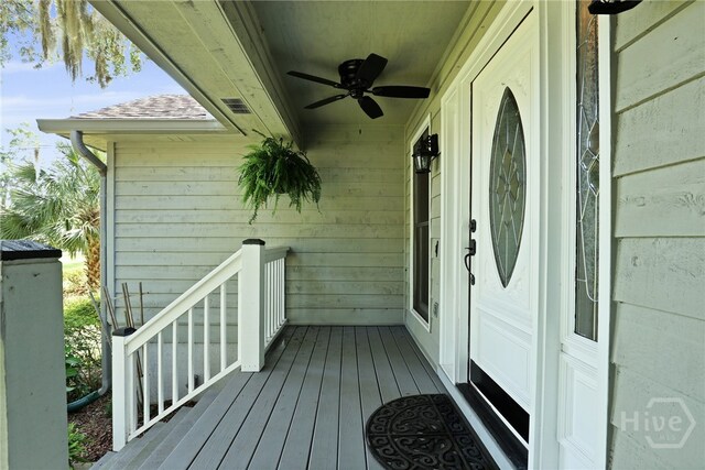 550 Strathy Hall Dr, Richmond Hill, GA 31324 - property entrance with a ceiling fan