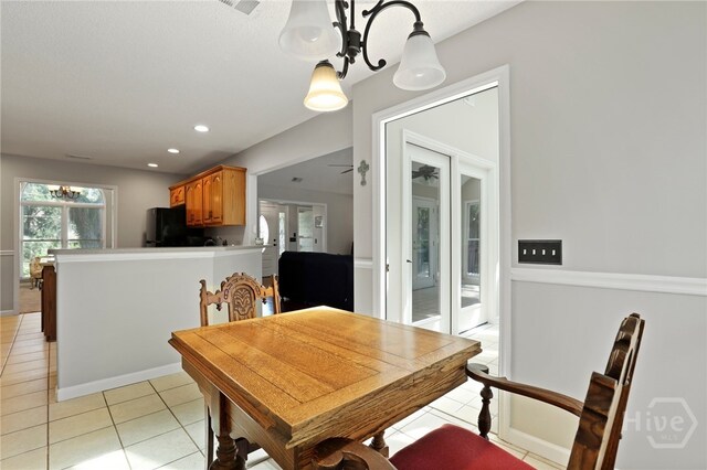 550 Strathy Hall Dr, Richmond Hill, GA 31324 - dining room featuring a chandelier, light tile patterned floors, and recessed lighting