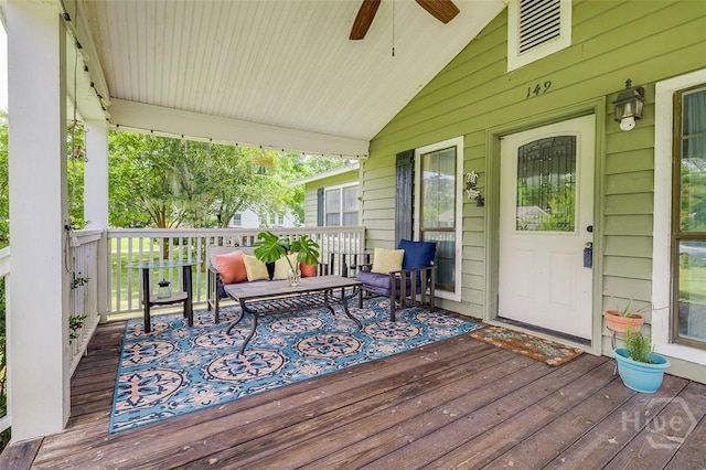 149 Spruce St, Richmond Hill, GA 31324 - porch with a ceiling fan