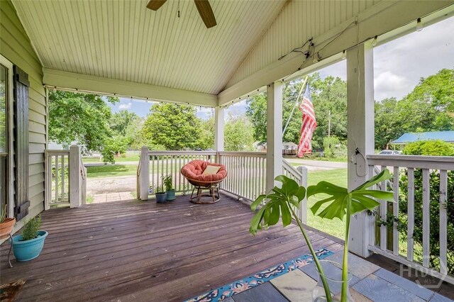 149 Spruce St, Richmond Hill, GA 31324 - porch with ceiling fan