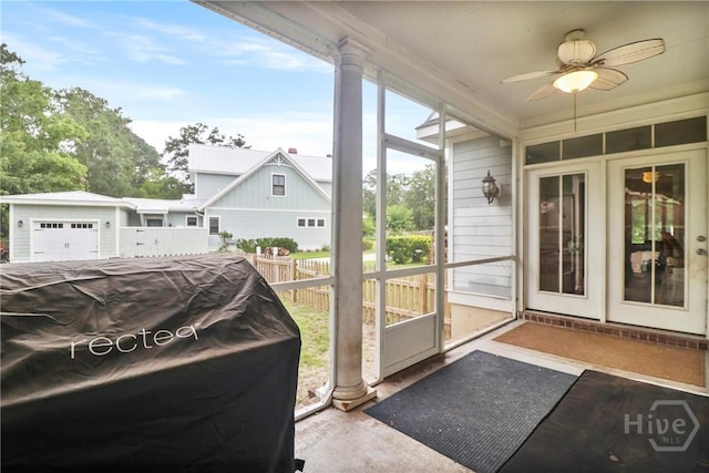49 Tidewater Rd, Savannah, GA 31406 - sunroom / solarium featuring a ceiling fan