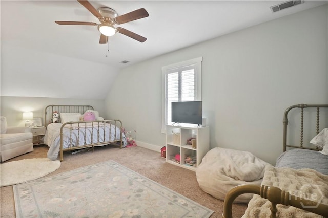 49 Tidewater Rd, Savannah, GA 31406 - bedroom featuring vaulted ceiling, carpet, a ceiling fan, and baseboards