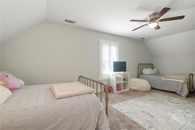 49 Tidewater Rd, Savannah, GA 31406 - carpeted bedroom featuring vaulted ceiling and a ceiling fan