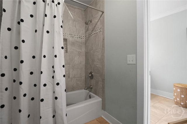 49 Tidewater Rd, Savannah, GA 31406 - bathroom with baseboards, shower / bathtub combination with curtain, and tile patterned flooring