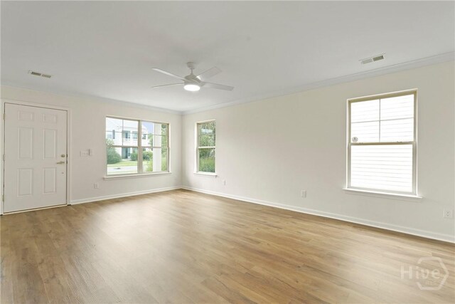 3 Chandler Bluff Dr, Savannah, GA 31407 - unfurnished room with a ceiling fan, crown molding, and light wood finished floors