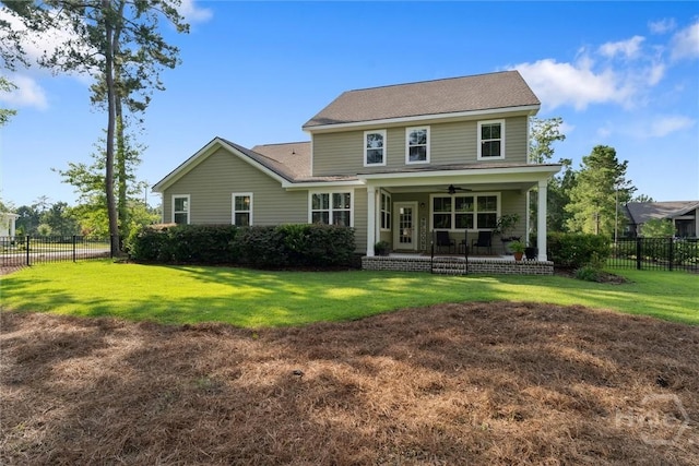 117 Oakcrest Dr W, Savannah, GA 31405 - rear view of house with a ceiling fan and covered porch