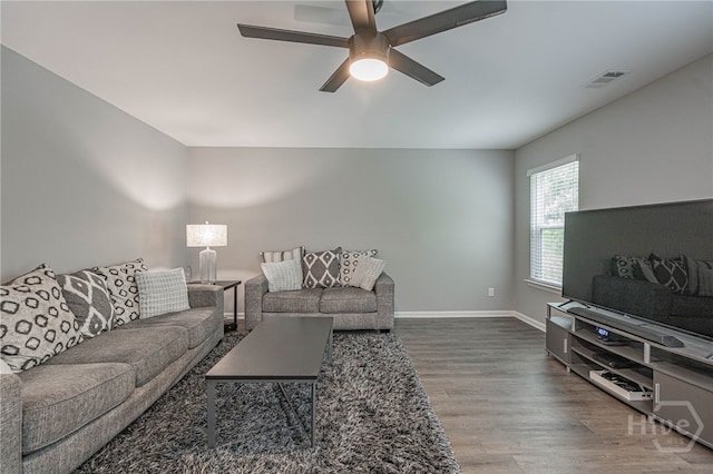 452 Keller Rd, Rincon, GA 31326 - living room with wood finished floors and ceiling fan