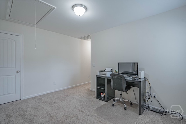 452 Keller Rd, Rincon, GA 31326 - office area with attic access and carpet flooring