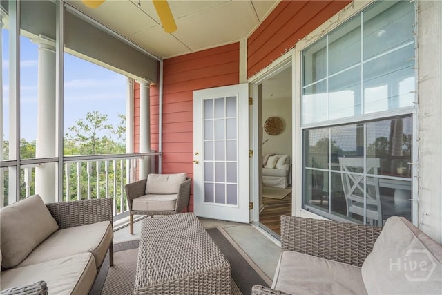 2034 Whitemarsh Way, Savannah, GA 31410 - sunroom featuring plenty of natural light, ceiling fan, and an outdoor living space