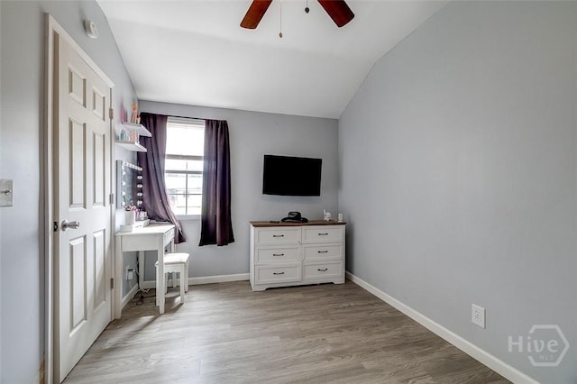 251 Old Louisville Rd, Guyton, GA 31312 - bedroom featuring lofted ceiling, light wood-type flooring, and a ceiling fan