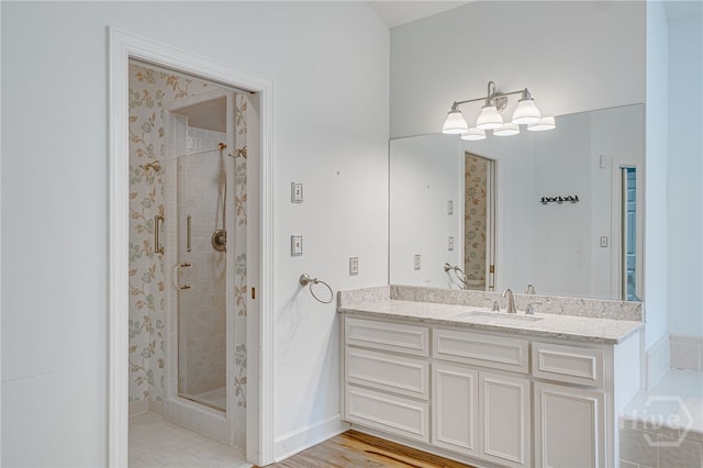 4 Hedgewood Ln, Savannah, GA 31411 - bathroom featuring a shower stall and vanity