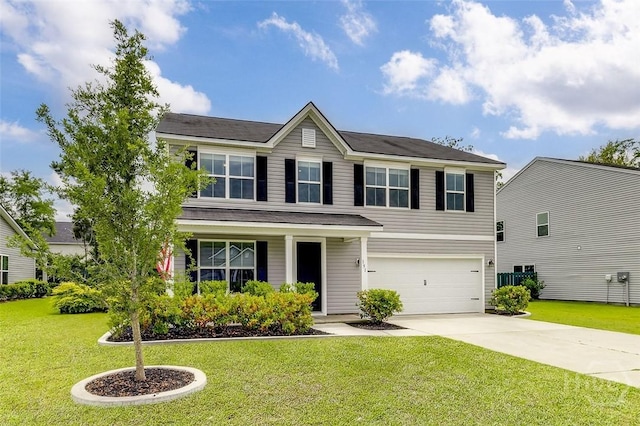 151 Excel Dr, Richmond Hill, GA 31324 - view of front facade with driveway, an attached garage, and a front lawn