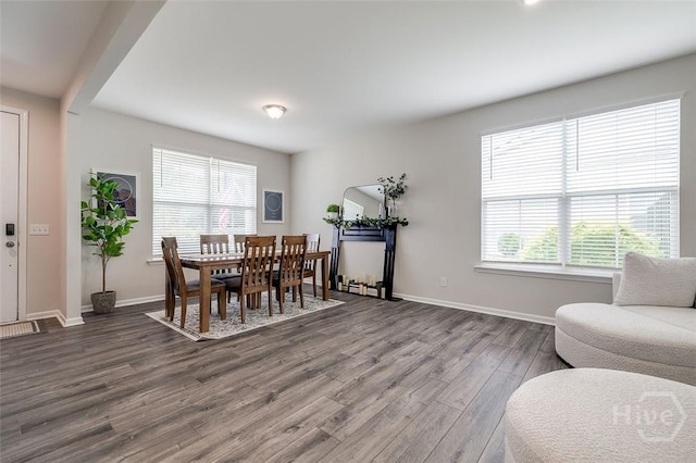151 Excel Dr, Richmond Hill, GA 31324 - dining area featuring dark wood-style flooring and baseboards