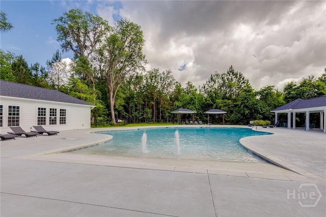 151 Excel Dr, Richmond Hill, GA 31324 - swimming pool with a patio and view of scattered trees