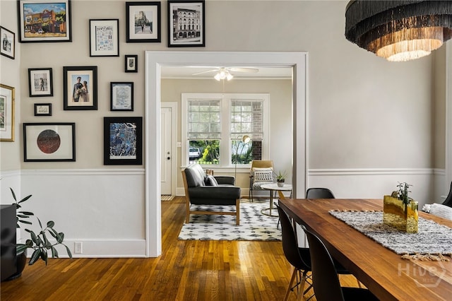 316 E 51st St, Savannah, GA 31405 - dining space with hardwood / wood-style flooring and ceiling fan