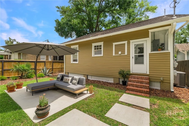 316 E 51st St, Savannah, GA 31405 - back of property featuring entry steps, a patio area, an outdoor living space, and crawl space