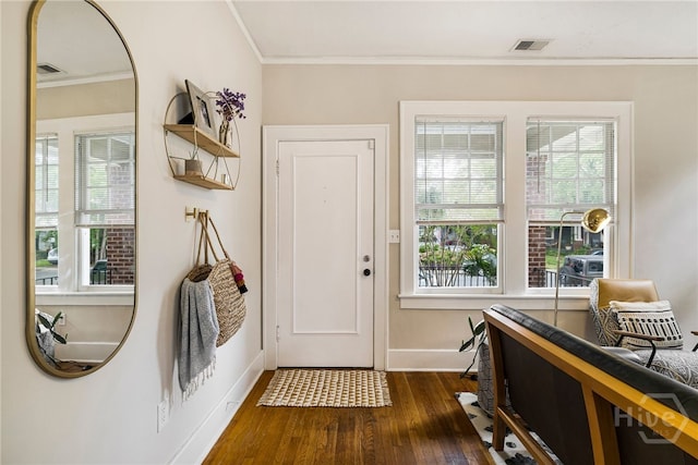 316 E 51st St, Savannah, GA 31405 - entrance foyer with dark wood-type flooring and ornamental molding