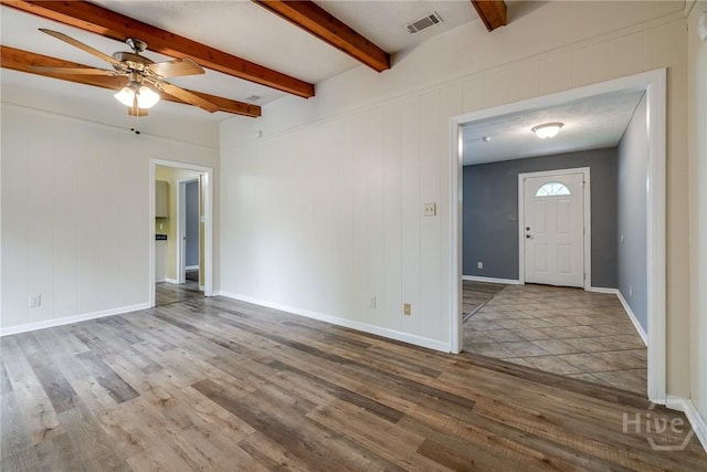 41 Barrington Cir, Savannah, GA 31419 - spare room featuring wood finished floors, a ceiling fan, and beam ceiling