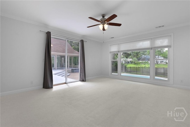 8 Boars Nest Ln, Savannah, GA 31411 - empty room with crown molding, ceiling fan, and carpet