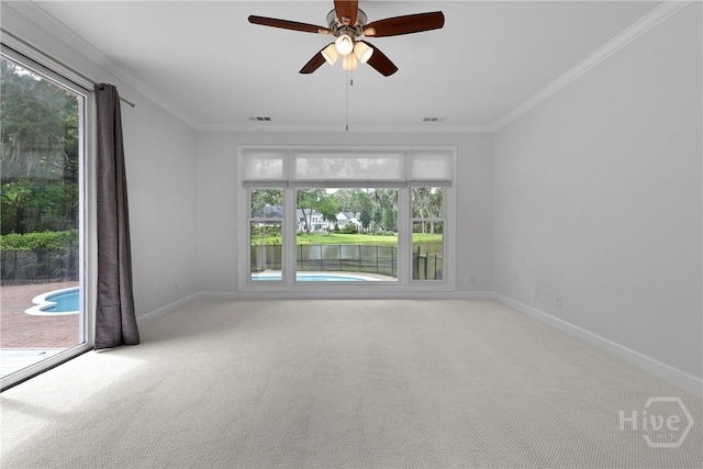 8 Boars Nest Ln, Savannah, GA 31411 - carpeted spare room with healthy amount of natural light, a ceiling fan, and ornamental molding