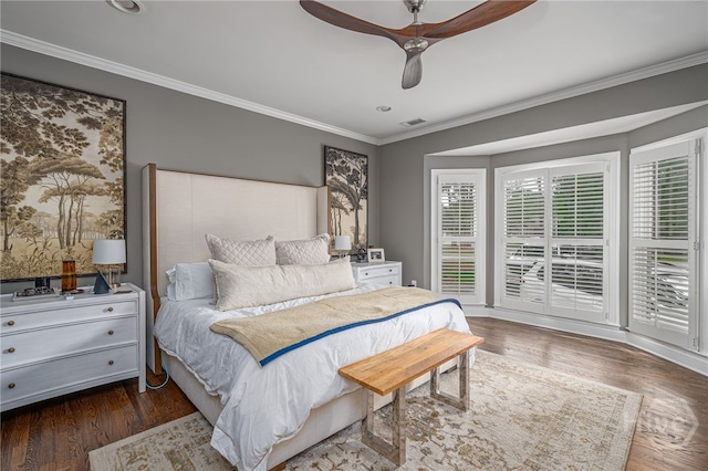 3 Franklin Creek Rd S, Savannah, GA 31411 - bedroom with crown molding, wood finished floors, and ceiling fan