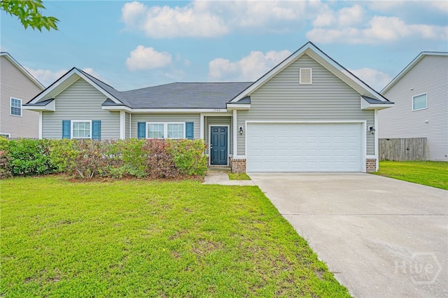 1506 Bayberry Dr, Hinesville, GA 31313 - view of front facade with driveway, an attached garage, a front yard, and brick siding