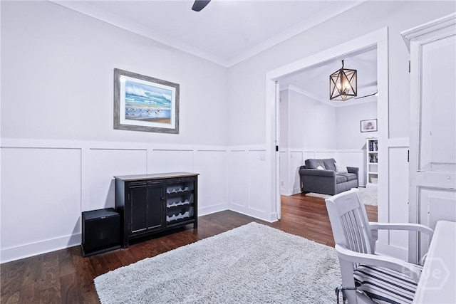 370 Blackjack Oak Dr W, Richmond Hill, GA 31324 - office featuring wainscoting, wood finished floors, and a decorative wall