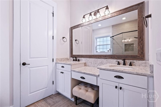 370 Blackjack Oak Dr W, Richmond Hill, GA 31324 - bathroom featuring a stall shower and double vanity