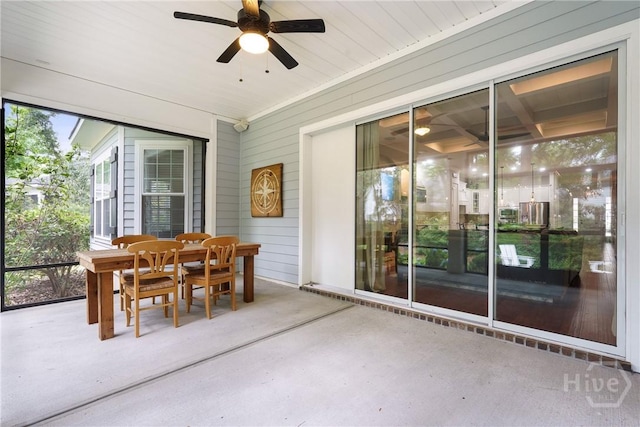 370 Blackjack Oak Dr W, Richmond Hill, GA 31324 - sunroom featuring outdoor dining area and a ceiling fan