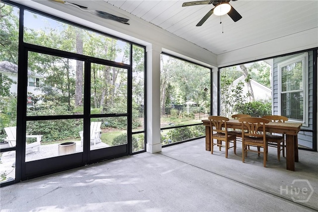 370 Blackjack Oak Dr W, Richmond Hill, GA 31324 - sunroom featuring outdoor dining area, ceiling fan, and plenty of natural light