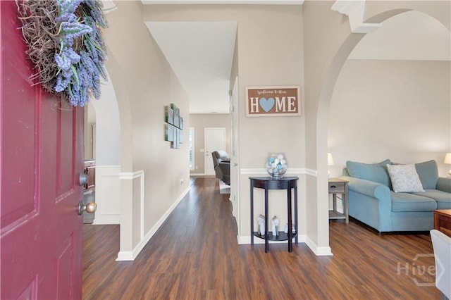 306 Walthour Dr, Rincon, GA 31326 - entrance foyer featuring arched walkways and wood finished floors