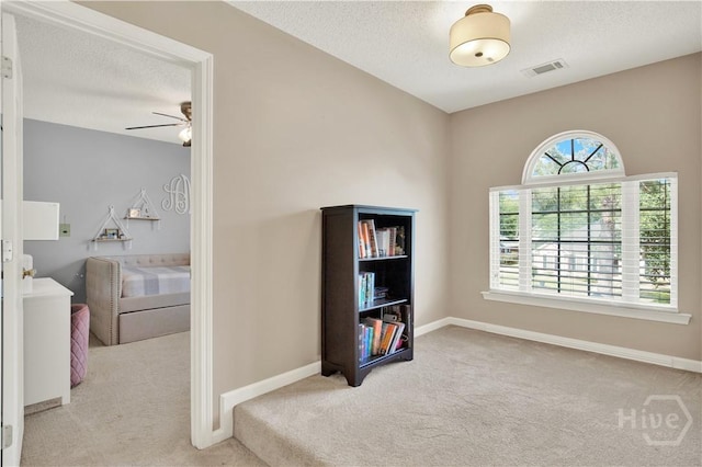 306 Walthour Dr, Rincon, GA 31326 - misc room with carpet flooring, ceiling fan, and a textured ceiling