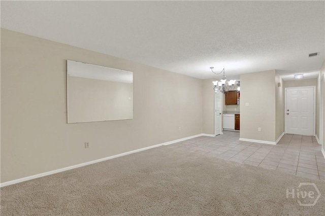 25 Colony Park Dr, Savannah, GA 31406 - unfurnished living room with a chandelier, light colored carpet, and light tile patterned floors