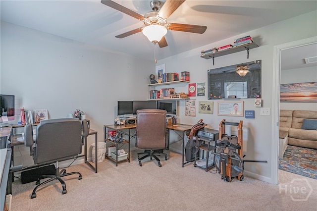 143 Arusha Ave, Savannah, GA 31419 - home office featuring carpet floors and a ceiling fan