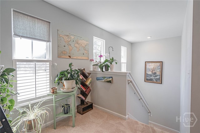 143 Arusha Ave, Savannah, GA 31419 - hall with an upstairs landing and carpet flooring