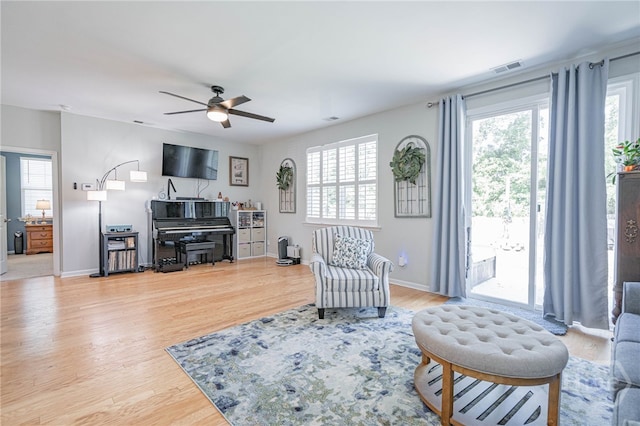 143 Arusha Ave, Savannah, GA 31419 - living area featuring plenty of natural light, ceiling fan, and wood finished floors