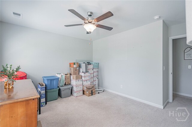 143 Arusha Ave, Savannah, GA 31419 - misc room featuring light carpet and ceiling fan