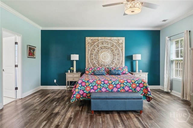 18 Sagefield Dr, Ellabell, GA 31308 - bedroom featuring wood finished floors, crown molding, and a ceiling fan