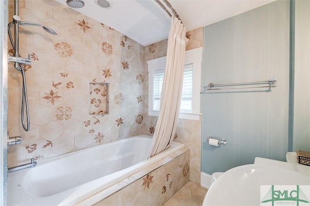 215 E 45th St, Savannah, GA 31405 - bathroom with tiled shower / bath and tile patterned floors