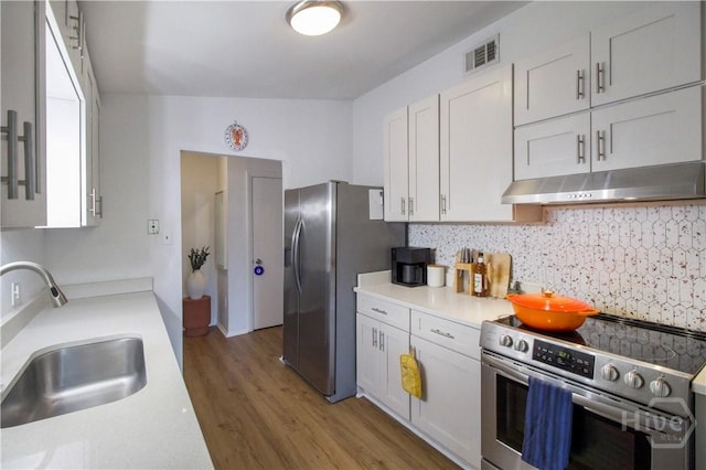 320 Windsor Rd, Savannah, GA 31419 - kitchen featuring stainless steel appliances, under cabinet range hood, light wood-type flooring, and light countertops