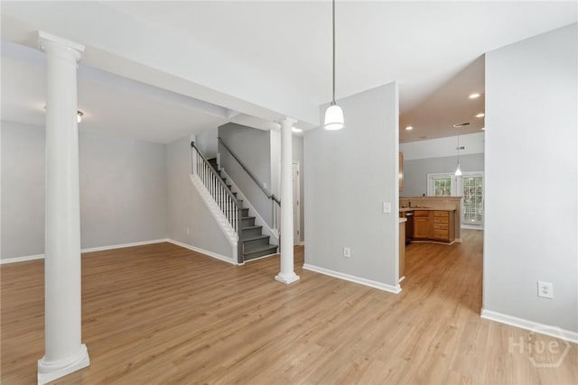 146 Royal Ln, Pooler, GA 31322 - below grade area featuring light wood-type flooring, recessed lighting, and stairway